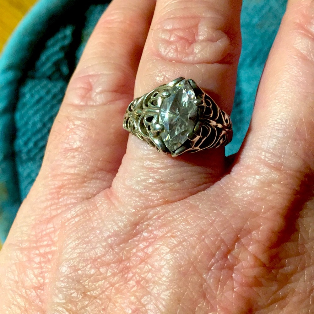 Vintage Marquis cut Diamonique ring size 6